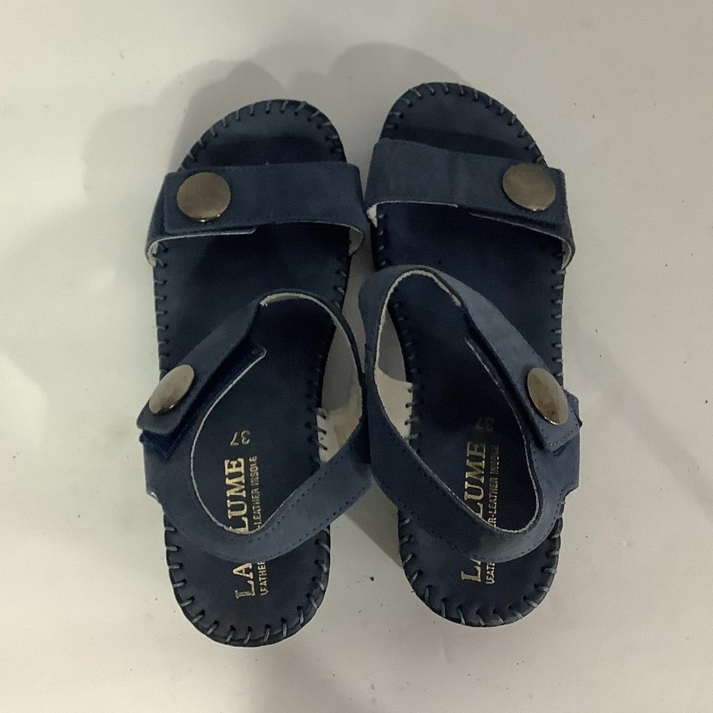 LA PLUME Italian Blue Leather Sandals Anti-Shock USA 7 W/O/Box New Shelf Pulls